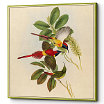 Постер на холсте с изображением птиц и цветов Blooming Birds Poster варинант исполнения - 2 | Loft Concept в Твери