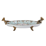 Блюдо овальное из голубого фарфора с ручками в виде бабочек и цветочным рисунком Blue Garden варинант исполнения - 1 | Loft Concept в Твери