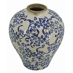 Ваза округлой формы с синим цветочным узором Blue & White Ornament  варинант исполнения - 1 | Loft Concept в Твери
