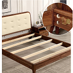Кровать двуспальная с каркасом из дерева и мягким изголовьем Moon Walnut Bed варинант исполнения - 5 | Loft Concept в Твери