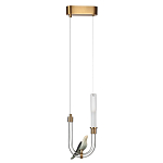 Подвесной светильник с декоративной фигуркой птицы на прозрачной изогнутой трубке Ganthea варинант исполнения - 2 | Loft Concept в Твери