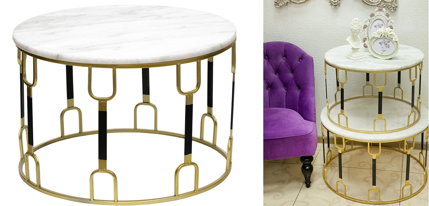 Приставной стол Dorius Side Table white marble Приставной стол Dorius Side Table white marble - Loft-Concept в Твери
