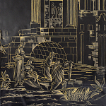 Обои ручная роспись Views of Italy Gold Outline варинант исполнения - 1 | Loft Concept в Твери