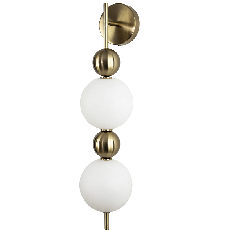 Бра с плафонами шарами из акрила и металла Crystal Globule Spheres Wall Lamp Латунь Белый Бра с плафонами шарами из акрила и металла Crystal Globule Spheres Wall Lamp Латунь Белый в Твери | Loft Concept