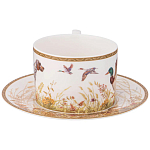 Чайная пара из фарфора с изображением собаки и уток 300 мл Hunting Porcelain Collection варинант исполнения - 2 | Loft Concept в Твери