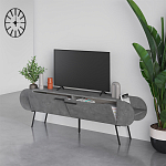 ТВ-тумба серая с 2-мя откидными дверцами и 2-мя открытыми полками CAPSULE TV STAND RETRO GREY варинант исполнения - 2 | Loft Concept в Твери
