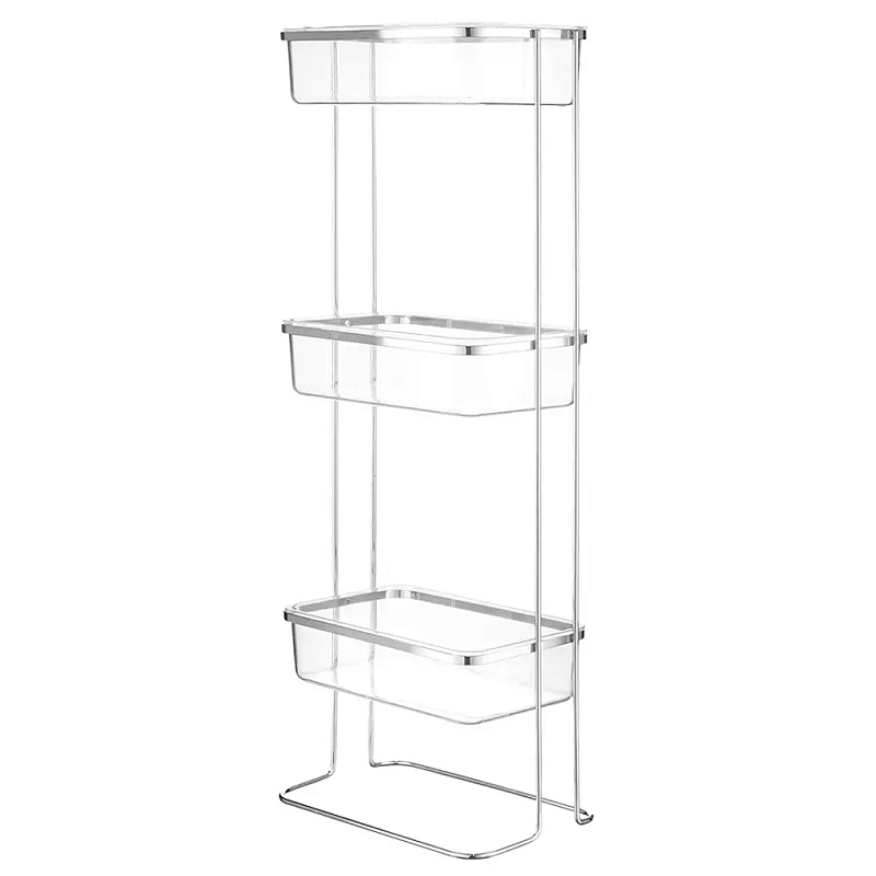 Полка напольная трехъярусная для ванной Bathroom Floor Shelf Хром Полка напольная трехъярусная для ванной Bathroom Floor Shelf Хром в Твери | Loft Concept