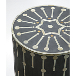 Приставной круглый столик с инкрустацией Mandika Bone Inlay Gray варинант исполнения - 1 | Loft Concept в Твери