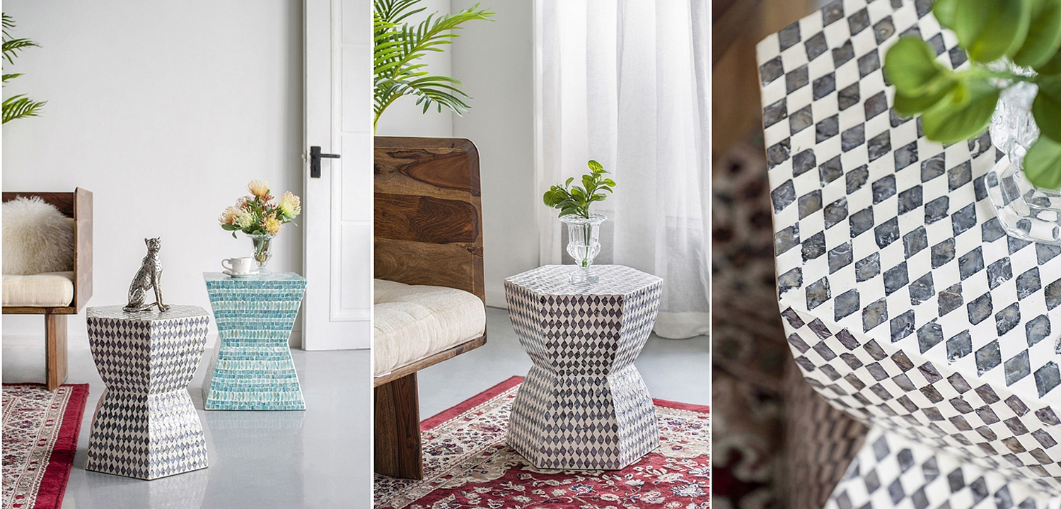 Приставной стол Ronald Инкрустация ракушками устриц - Loft-Concept в Твери