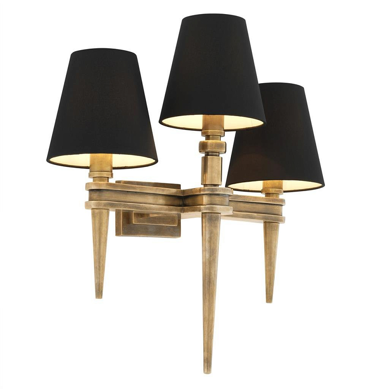Бра Wall Lamp Waterloo Triple Brass Черный Латунь Античная полированная Бра Wall Lamp Waterloo Triple Brass Черный Латунь Античная полированная в Твери | Loft Concept