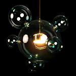 Подвесной светильник с прозрачными бирюзовыми стеклянными шарами и золотыми деталями Диаметр 46 Giopato & Coombes варинант исполнения - 4 | Loft Concept в Твери