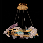 Люстра круглая на золотом каркасе с птичками и цветочным декором Miscellaneous herbs варинант исполнения - 5 | Loft Concept в Твери