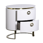 Тумбочка белая овальная с мраморной столешницей Thoroughbass варинант исполнения - 2 | Loft Concept в Твери