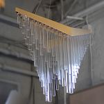 Люстра золотого цвета в форме галочки с каскадом длинных прозрачных трубок Eurofase варинант исполнения - 14 | Loft Concept в Твери