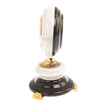 Часы настольные бронзовые из натуральных камней Мрамор и Змеевик Stone Clock варинант исполнения - 3 | Loft Concept в Твери