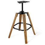 Барный стул со спинкой и металлической подставкой на 4-х деревянных ножках Коричневый Велюр Vendramin Chair варинант исполнения - 5 | Loft Concept в Твери