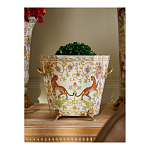 Кашпо с растительным и животным орнаментом на бронзовых ножках Turquoise Blooming Garden варинант исполнения - 4 | Loft Concept в Твери