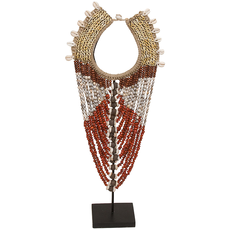 Этническое длинное ожерелье из бус и ракушек Aboriginal Long Necklace Red Beige Бежевый Красный Коричневый Этническое длинное ожерелье из бус и ракушек Aboriginal Long Necklace Red Beige Бежевый Красный Коричневый в Твери | Loft Concept