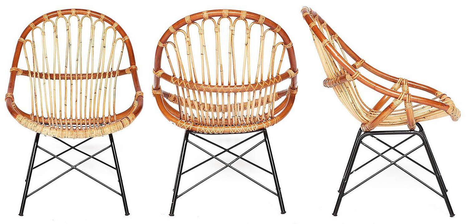 Кресло Rattan Wicker Chair Red Carcass Кресло Rattan Wicker Chair Red Carcass - Loft-Concept в Твери