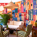 Обои ручная роспись в стиле Арт-деко Jazz Original colourway on painted silk with embroidery варинант исполнения - 1 | Loft Concept в Твери