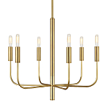 Люстра с 6-ю лампами на тонких изогнутых рожках в современном стиле Feiss варинант исполнения - 1 | Loft Concept в Твери