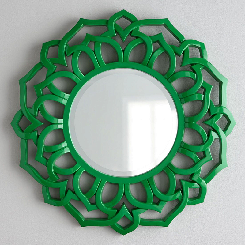 Зеркало круглое в ажурной зеленой раме Green Floral Pattern Зеленый Зеркало круглое в ажурной зеленой раме Green Floral Pattern Зеленый в Твери | Loft Concept