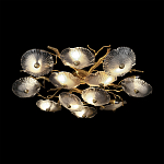 Потолочная люстра круглая ветвистыми бронзовыми элементами и стеклянными рифлеными дисками Textured Glass Chandelier варинант исполнения - 4 | Loft Concept в Твери