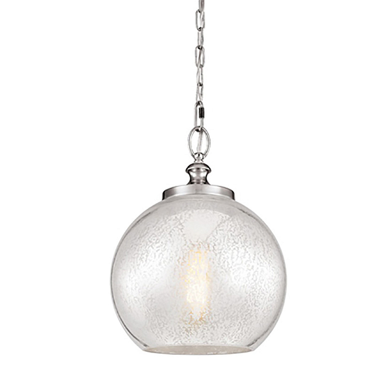 Подвесной светильник с прозрачным стеклянным плафоном в форме шара в современном стиле на цепи Feiss Сталь Прозрачное Стекло в Твери | Loft Concept 