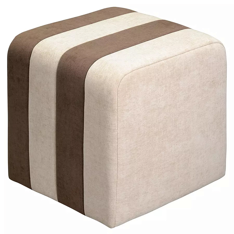 Пуф мягкий в форме куба Soft Stripes Коричневый Бежевый Серый Пуф мягкий в форме куба Soft Stripes Коричневый Бежевый Серый в Твери | Loft Concept