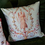 Декоративная подушка светло-зеленая с растительным орнаментом Raffael Angel Green Cushion варинант исполнения - 3 | Loft Concept в Твери