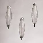 Люстра круглая каскадня с 5-ю плафонами из металлической сетки Mesh Lampshade Lighting варинант исполнения - 6 | Loft Concept в Твери