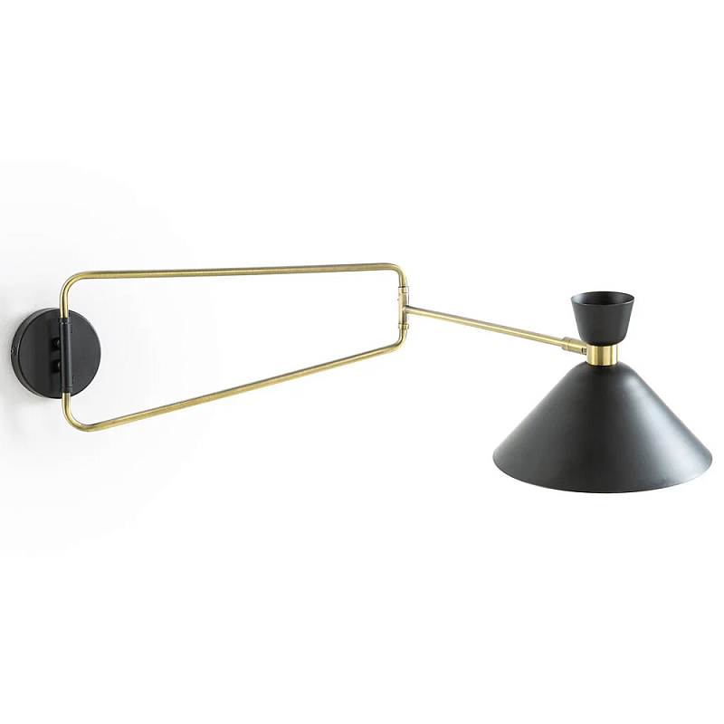 Бра на шарнире Davy Wall Lamp Черный Винтажная латунь Бра на шарнире Davy Wall Lamp Черный Винтажная латунь в Твери | Loft Concept