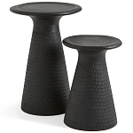 Круглый приставной столик из массива манго Piero Black Side Table варинант исполнения - 3 | Loft Concept в Твери