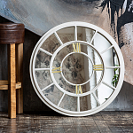 Зеркало настенное в белой металлической раме в виде часов Mirror Tower Clock варинант исполнения - 4 | Loft Concept в Твери