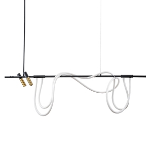 Люстра подвесная линейная с металлическим каркасом и изогнутыми светящимися линиями Длина 125 см Luke Lampco Tracer Lamp