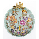 Блюдо из голубого фарфора с бронзовой птичкой Blue Garden варинант исполнения - 2 | Loft Concept в Твери