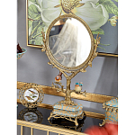 Зеркало с бронзовой подставкой в виде дерева и фарфоровыми птичками на голубом основании Eden Garden варинант исполнения - 4 | Loft Concept в Твери