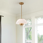 Подвесной светильник золотого цвета с полусферическим опаловым плафоном и декоративным элементом Elstead Lighting варинант исполнения - 7 | Loft Concept в Твери