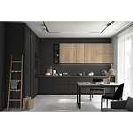 Черный матовый кухонный гарнитур с фасадом под дерево Renart Kitchen Set варинант исполнения - 3 | Loft Concept в Твери