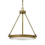 Люстра подвесная цвета латунь с плоским круглым матовым стеклянным плафоном на цепи Hinkley варинант исполнения - 1 | Loft Concept в Твери