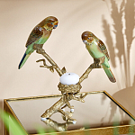 Подсвечник с двумя попугаями из фарфора на бронзовой ветке Eden Garden варинант исполнения - 1 | Loft Concept в Твери