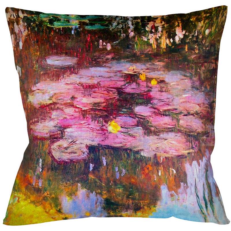 Подушка декоративная Лилии водяные Impressionism in Art Мульти Бежевый Подушка декоративная Лилии водяные Impressionism in Art Мульти Бежевый в Твери | Loft Concept