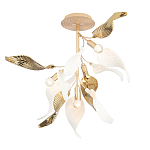 Люстра потолочная с белыми матовыми и золотыми глянцевыми листьями Wintery flovers варинант исполнения - 2 | Loft Concept в Твери