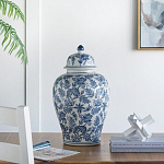 Ваза с крышкой и бело-синим цветочным узором Blue & White Ornament  варинант исполнения - 8 | Loft Concept в Твери