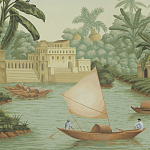 Обои ручная роспись River Scenes of Bengal Verdoyant варинант исполнения - 3 | Loft Concept в Твери