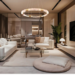 Люстра в форме кольца с золотым декором Warm Heavenly Light варинант исполнения - 7 | Loft Concept в Твери