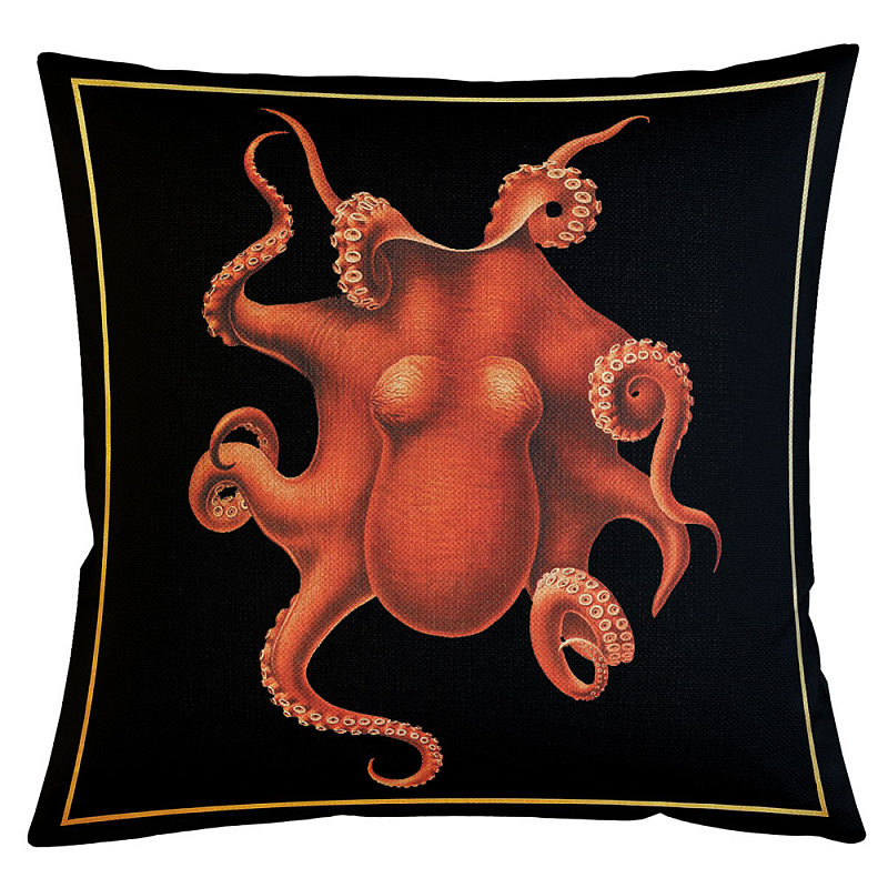 Декоративная подушка Red Octopus Бежевый Черный Красный Декоративная подушка Red Octopus Бежевый Черный Красный в Твери | Loft Concept