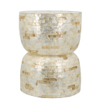 Приставной столик с мозаичным рисунком из раковин устриц Bone Inlay варинант исполнения - 2 | Loft Concept в Твери