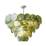Люстра из зеленых стеклянных дисков с перламутровым эффектом Green Glowing Glaze варинант исполнения - 1 | Loft Concept в Твери