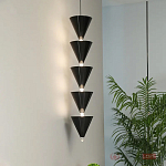 Подвесной светильник светодиодный в виде ряда черных металлических конусов  Herringbone варинант исполнения - 3 | Loft Concept в Твери